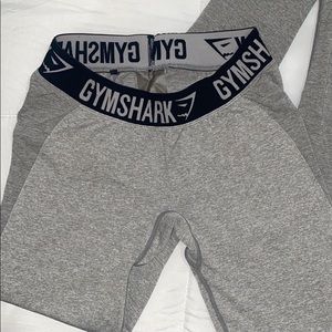 GYMSHARK flex leggings light grey marl black